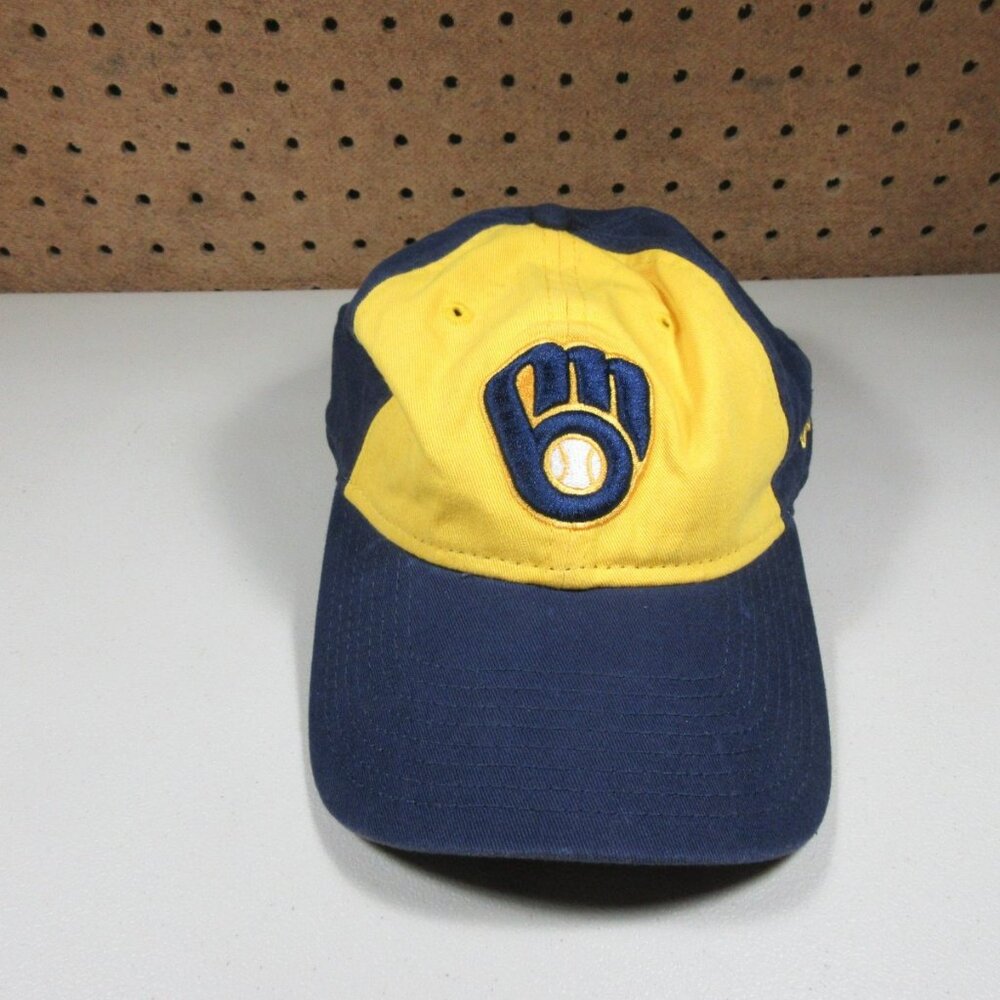 New Era mens Milwaukee Brewers MLB baseball strapback hat OS EUC